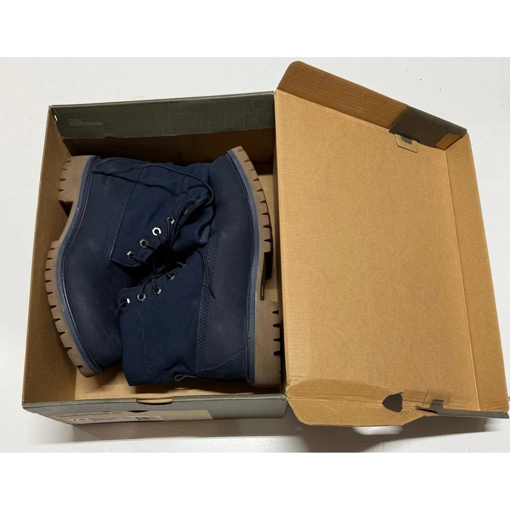 Timberland Roll Top Navy Blue Nubuck Leather Boots Mens 7.5 TB0A17BM‎